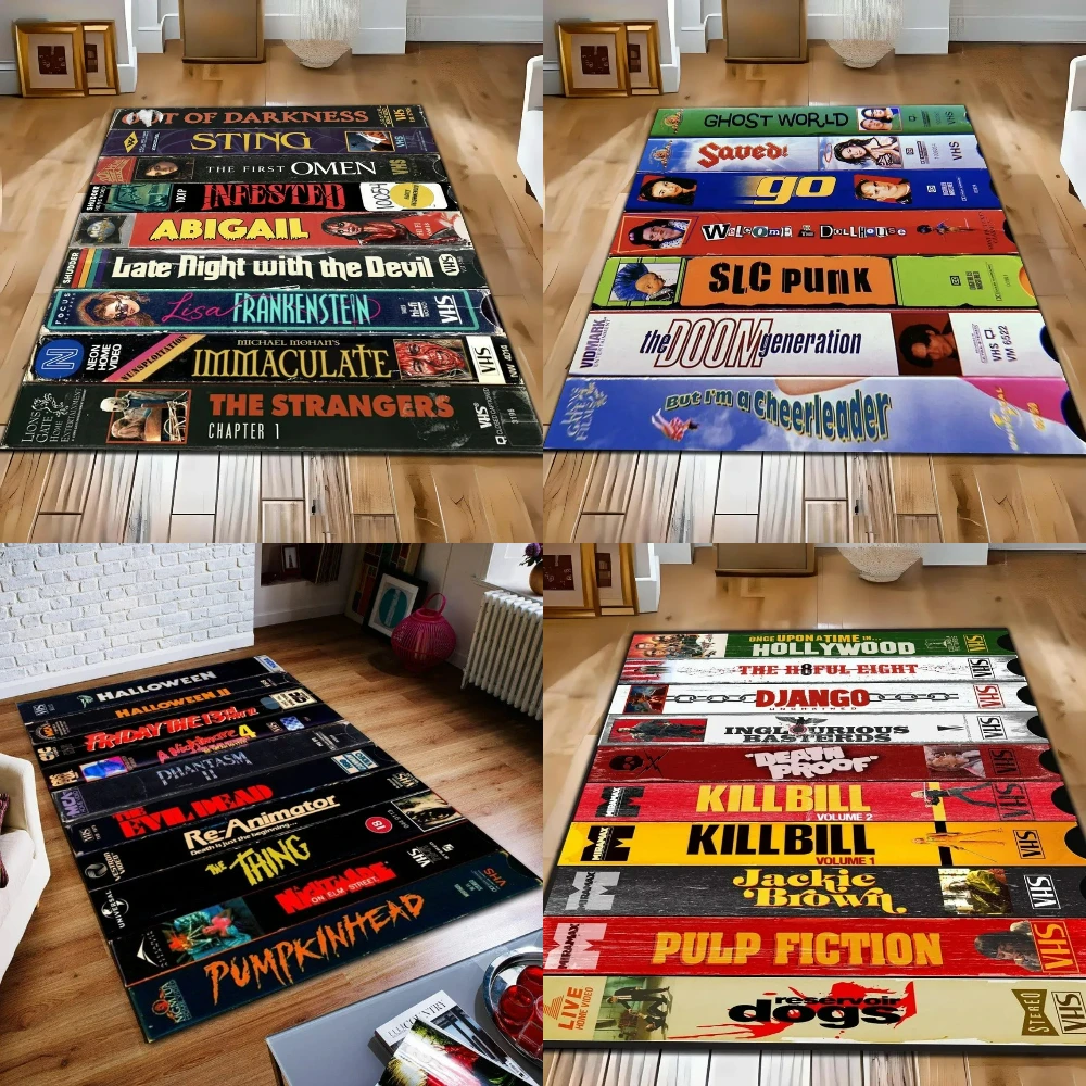 أفلام الرعب الرجعية VHS الأفلام مستوحاة السجاد غرفة المعيشة ديكور للكنبة البساط رجل كهف السرير السجاد غرفة الألعاب نونسليب الطابق #1