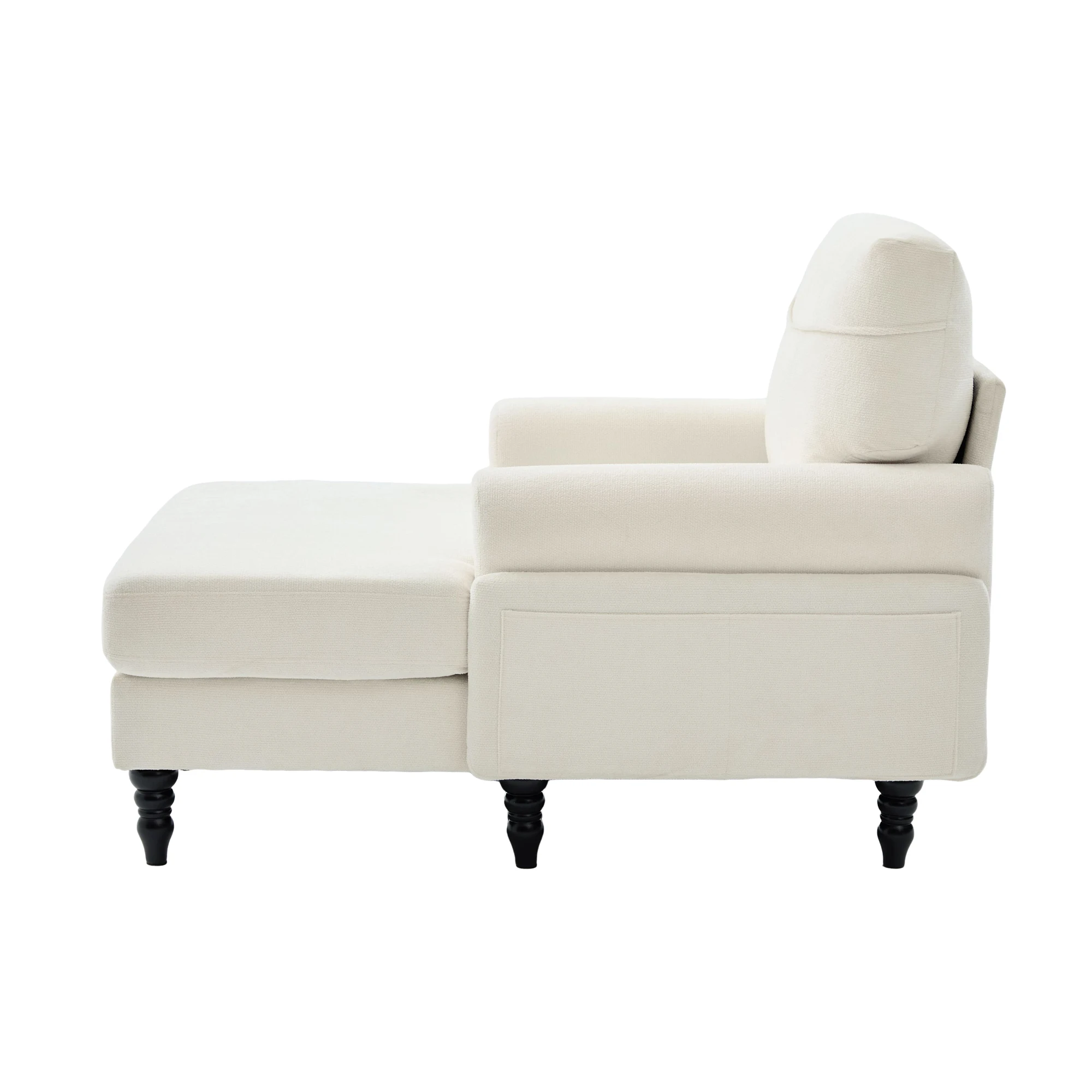 Moderner minimalistischer Samt-Loungesessel, Schlafzimmer-Einzelsofa mit Holzbeinen, bequemer Rückenlehne und Armlehnen – Detail 34