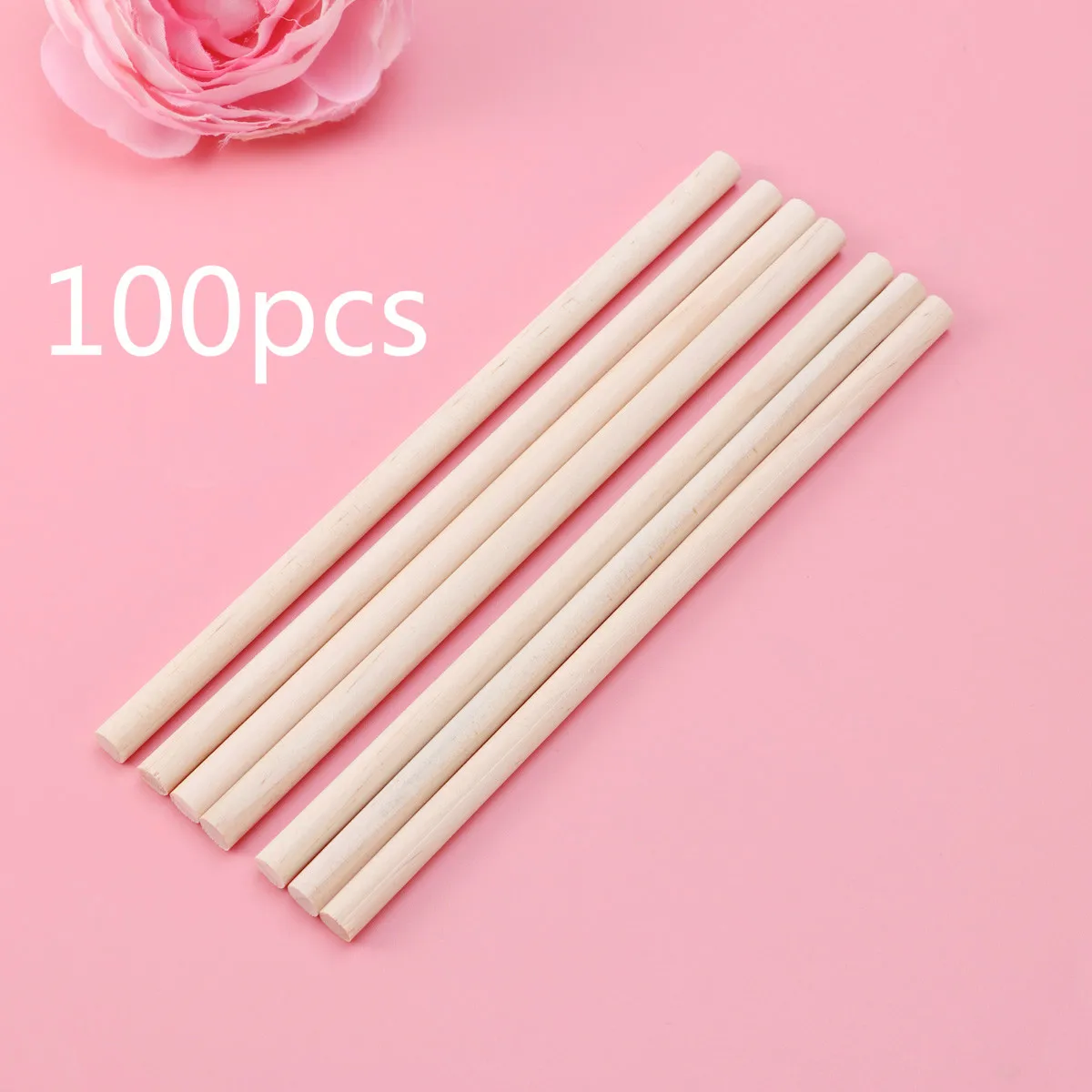 

100 Pcs Dowels Round Wood Rods Wooden Sticks Lace Craft Accessory Building