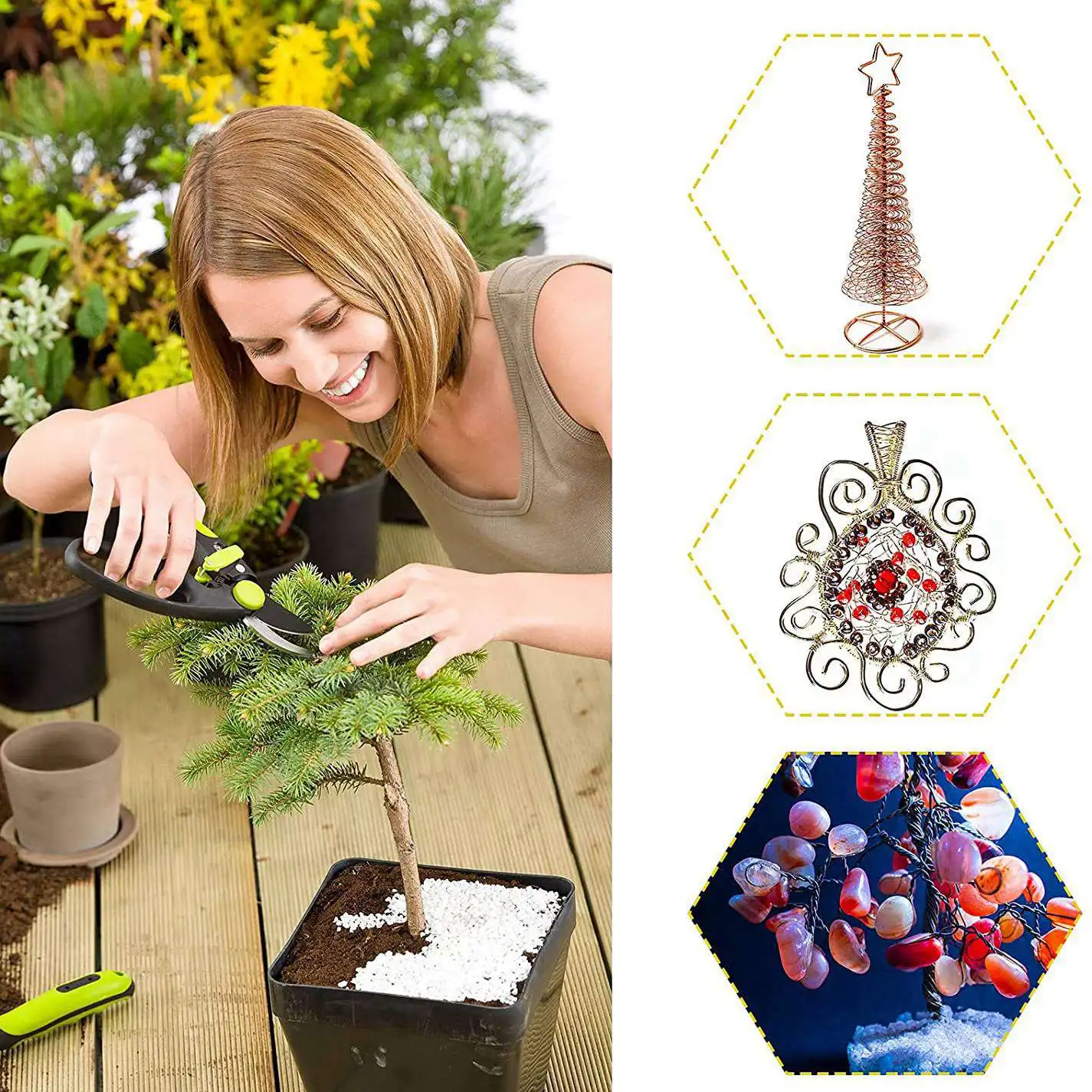 

Проволока для бонсай ABJI-9, проволока для формирования деревьев, с кусачками, алюминиевая проволока для формирования бонсай для комнатных деревьев.