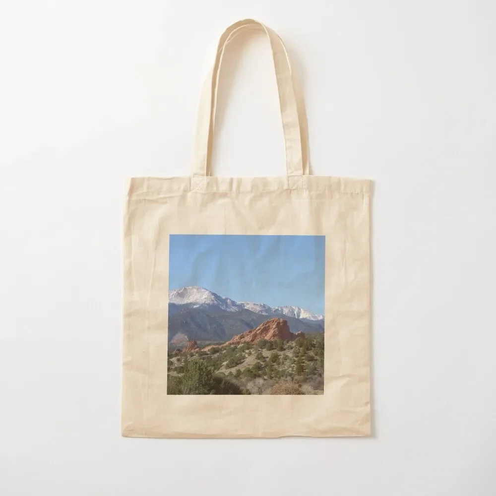 

Pikes Peak from Garden of the gods Tote Bag ecological bags Women's beach bags canvas tote Tote Bag