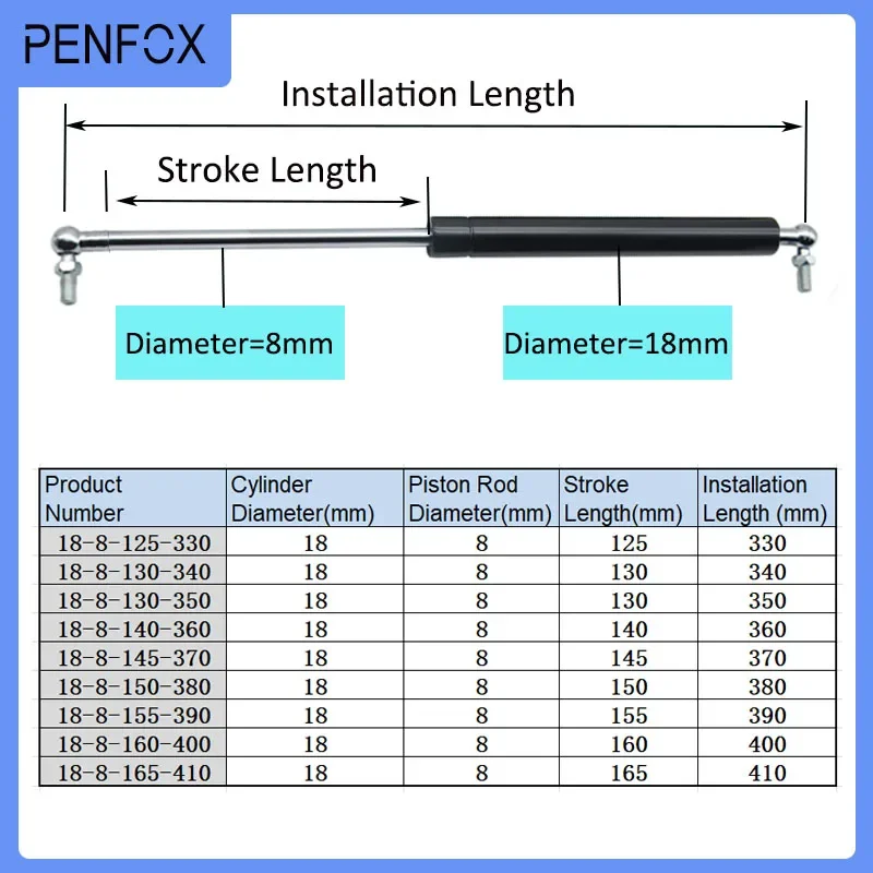 1PC 330mm-410mm 35kg/350N Universal Strut Bars Car Gas Spring Shock Absorber Hydraulic Lift Support Strut Bar Machine Gas Lift