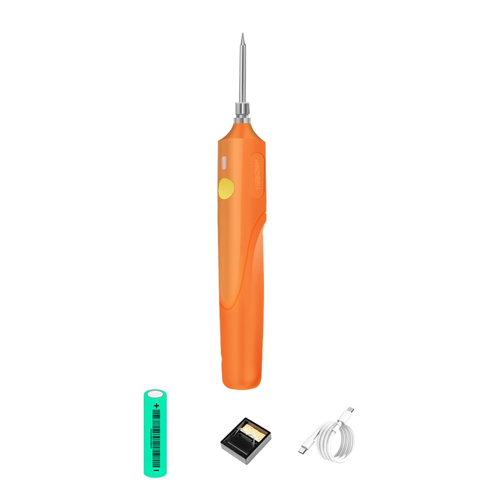

Soldering Iron Set Wireless USB Rechargeable 5V/8W 370-430℃ Adjustable Temperature with LED Light Orange Metal+Plastics