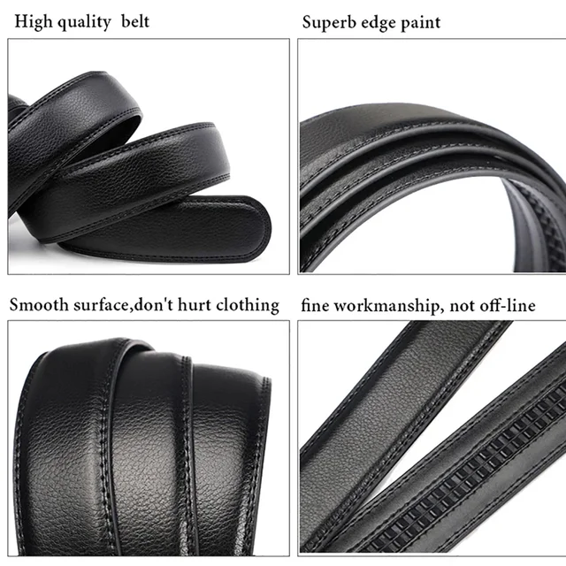 Men's High-Quality Belt 110cm 120cm 130cm Luxury Belt, Black Men's Automatic Buckle Jeans Men's Belt Suit Belt 6 Men's Automatic Buckle PU Belt – 3.4cm Black Ratchet Belt for Jeans and Suits, 110 / 120 / 130cm – view 6
