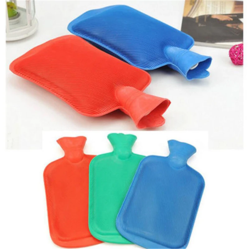 Hot Water Bottle Bag Solid Color PVC Silicone Rubber Hot Water Bottle Irrigation Hand Warmers Warm Palace Warm Bag Cold Compress