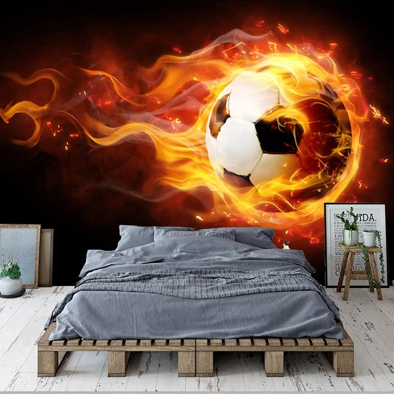 Custom 3D Football Flame Photo Mural Wallpaper Kids Room Bedroom Living room sofa TV background wall restaurant study Hotel 8d
