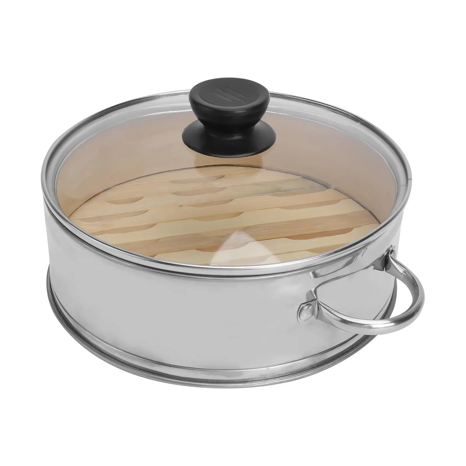 

Бамбуковая пароварка из нержавеющей стали с крышкой для приготовления пельменей, риса, яиц, картофеля, кукурузы, многофункциональная премиум-класса