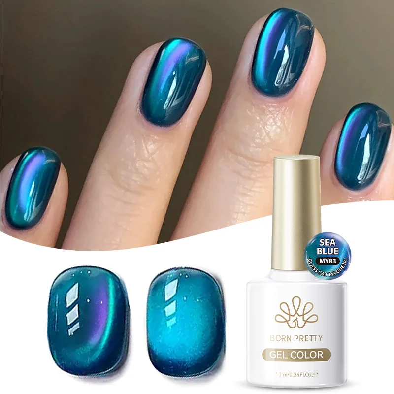 BORN PRETTY 10ml Auroras Blue Cat Magnetic Gel Nail Polish for Winter Nails Jelly Glass Water Light Varnis Semi Permanent Nail