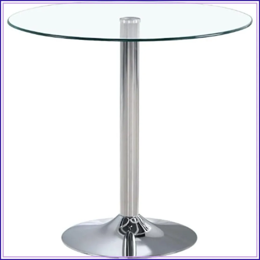 

23.4" Round Glass Dining Table, Modern Circular, Sturdy Base for 2-4 Seat, Bistro Style for Dining Room, Living Room, Balcony, Cafe
