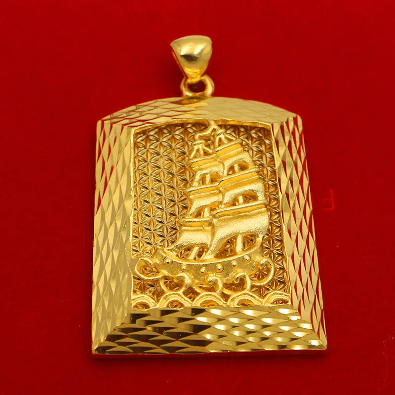 The same 9999 24K real gold men's gold necklace pendant from the gold store, smooth sailing, exquisite gift, beautiful jewelry