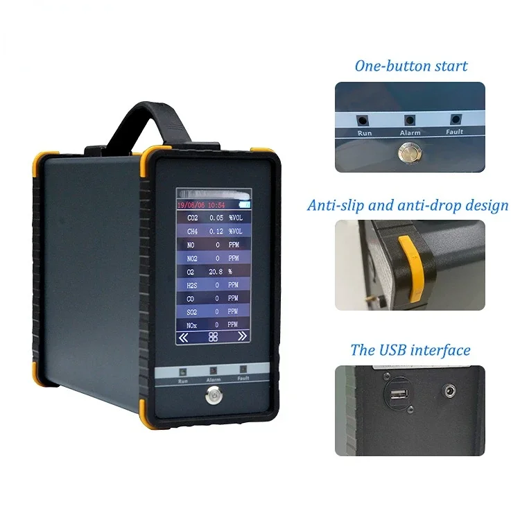 

16 in 1 portable flue gas analyzer, No.2 combustible argon Ch4 Sf6 methane multi gas analyzer