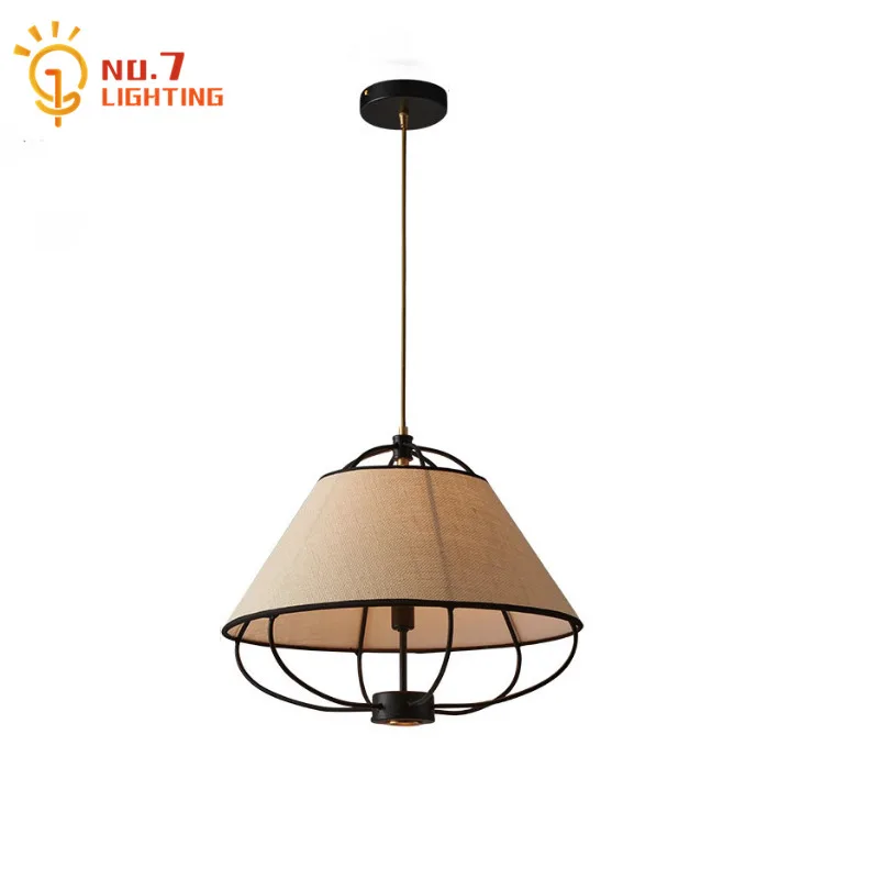 

Chinese Wabi-sabi Retro Restaurant Pendant Lights LED E14 Fabric Art Decorative Hanging Lamp Hotel Tea/ Dining Room Hot Pot Shop