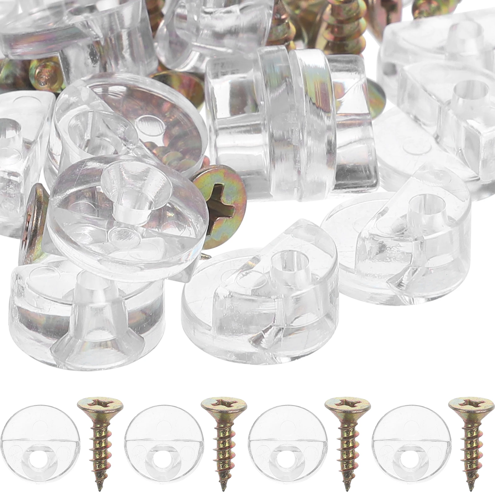

20pcs Glass Wardrobe Shelf Clips For Mirror Holder Glass Door Mounting Fixings Durable Cabinet Clamps Fastening Screws