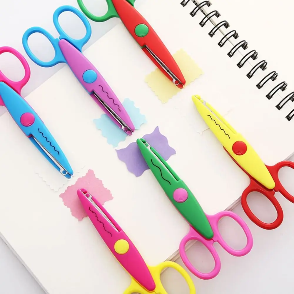 Wavy Pattern Minimalistic Lace Scissors Candy Color Stainless Steel Stationery Scissors Small Round Head Professional
