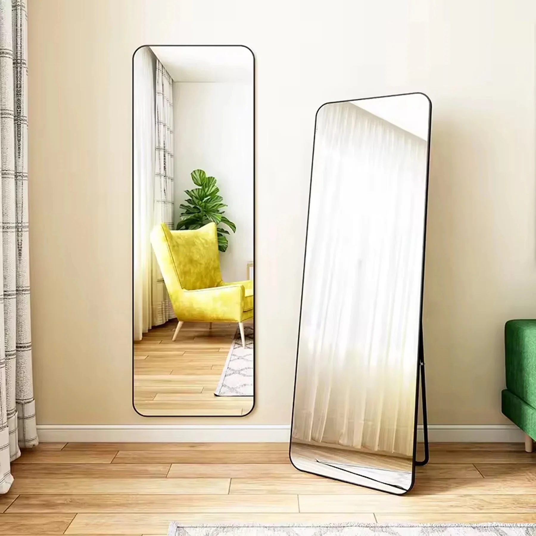 Tempered Glass Large Rectangle Full Length Dressing Mirror Floor Wall Mounted Body Mirror For Bedroom Living Room Home