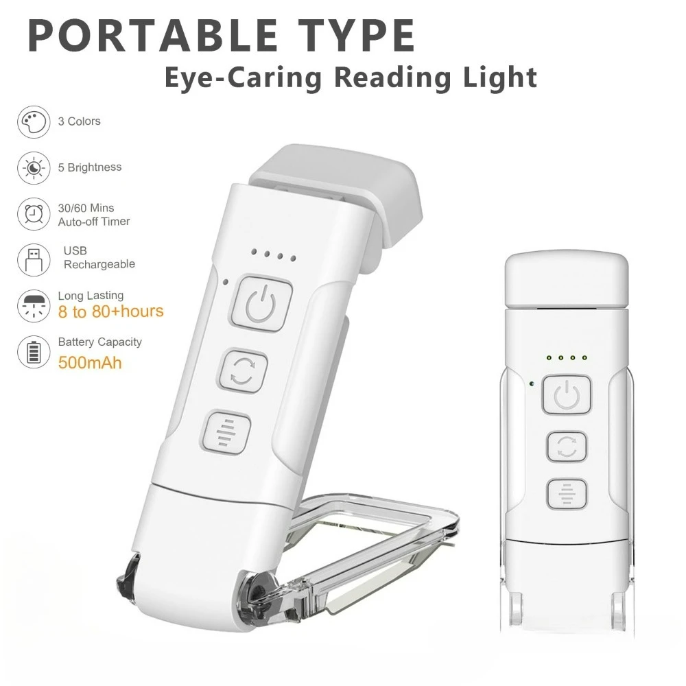 

Портативная светодиодная лампа-прищепка USB с зарядкой, мини-лампа-закладка, защита для глаз, карточная лампа для чтения для дома и путешествий