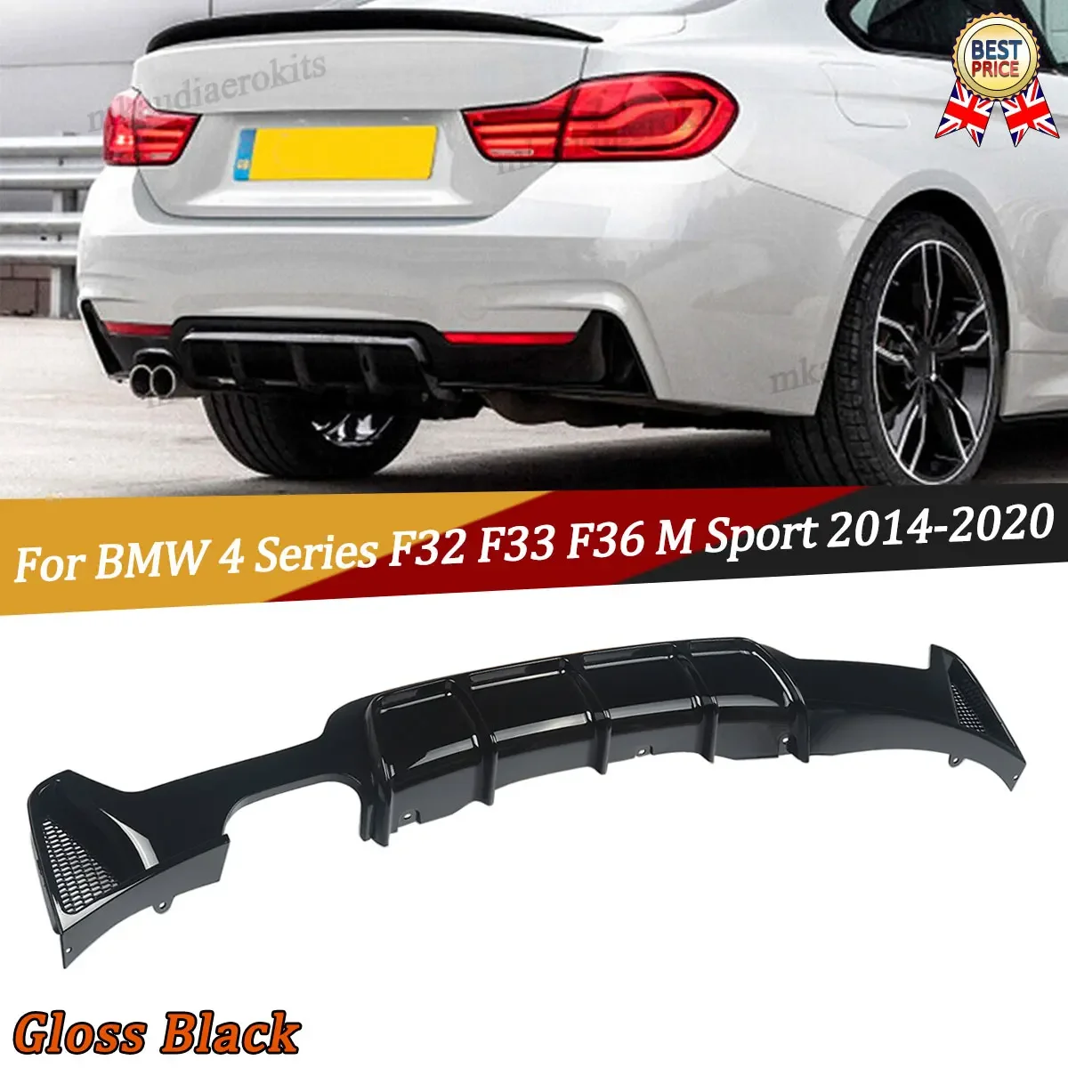 GLOSS BLACK REAR DIFFUSER FOR BMW 4 SERIES F32/F33/F36 M SPORT PERFORMANCE TWIN automotivo acessorios