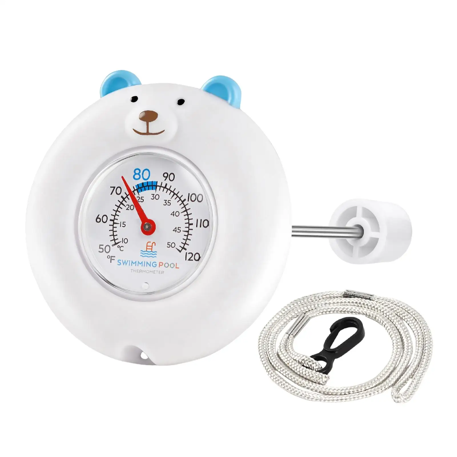 Pool Temperature Gauge Floating Large Cute Bear Temperature Gauge With String Kids Pool Accessories For Lake Beach Backyard