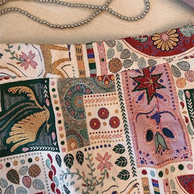 Ethnic Style Retro Embroidered Skirt for Women in Summer New Style High-waisted Hip Skirt Thin Style