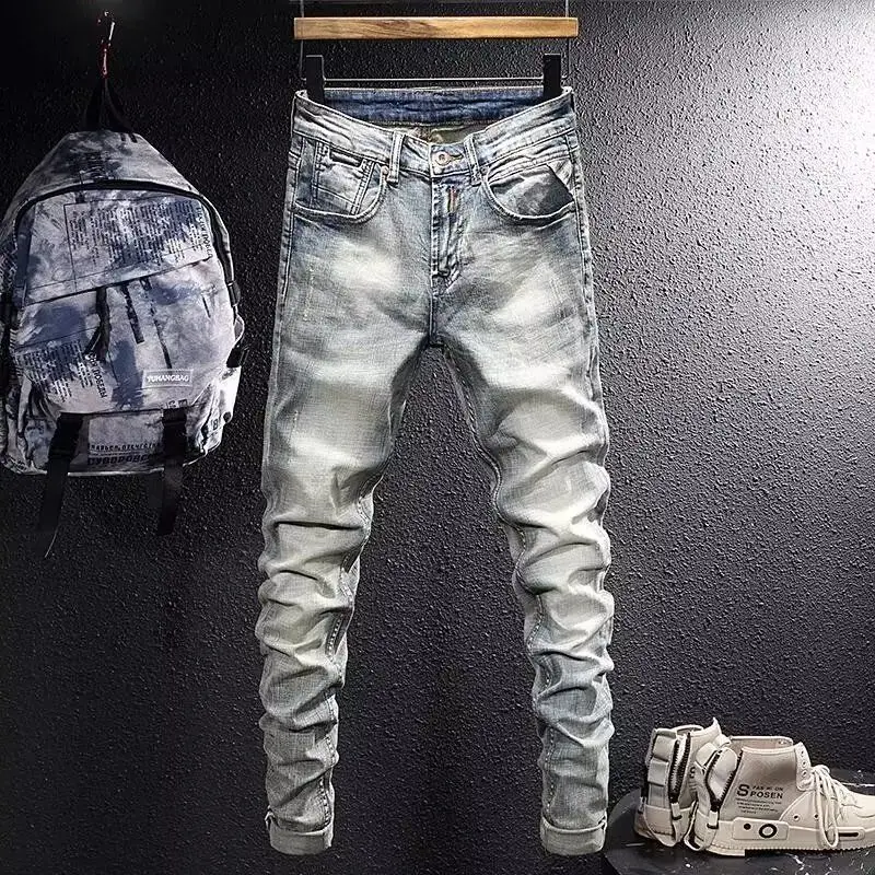 

Designer Clothes Man 2025 Vintage Slim Stretch Designer Cowboy Jeans Pencil Pants Men Spring and Autumn Casual Style Trousers
