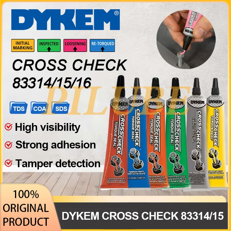 DYKEM Cross Check 83314 15 16 17 18 1OZ Torque Seal Tamper Proof Indicator Paste for Bolts Fasteners Assemblies Inspection Mark