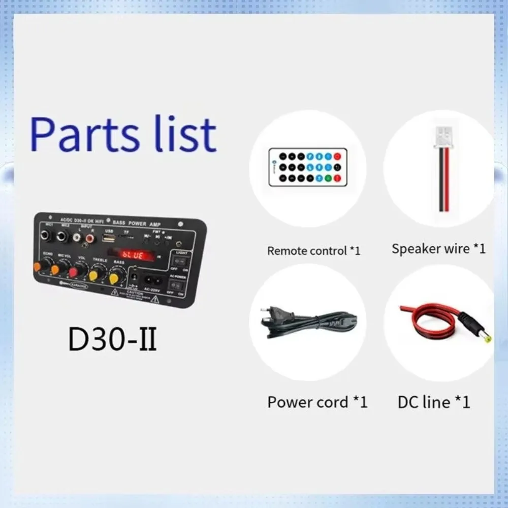 Dual Mic Input Digital BT Amplifier Board Rechargeable Bluetooth Enabled Karaoke Amp Speaker Digital Control DIY Version