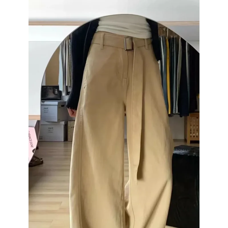 Women High Waist Wide Leg Pants Solid Color Loose Fit Casual Trousers