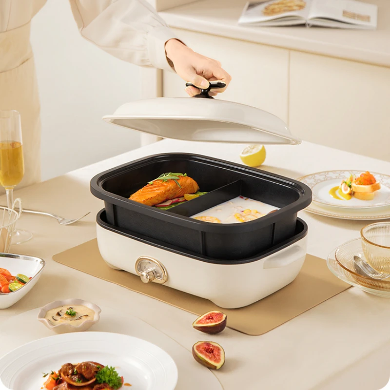 Elektrische Doppel geschmack Hot Pot Multifunktion kocher Küche Grill Split elektrische Kochtopf Chafing Dish Appareil Küche