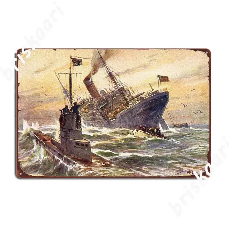 U Boat War 1915 Metal Sign Vintage Plates Pub Garage Club Party U Boat Tin Sign Poster