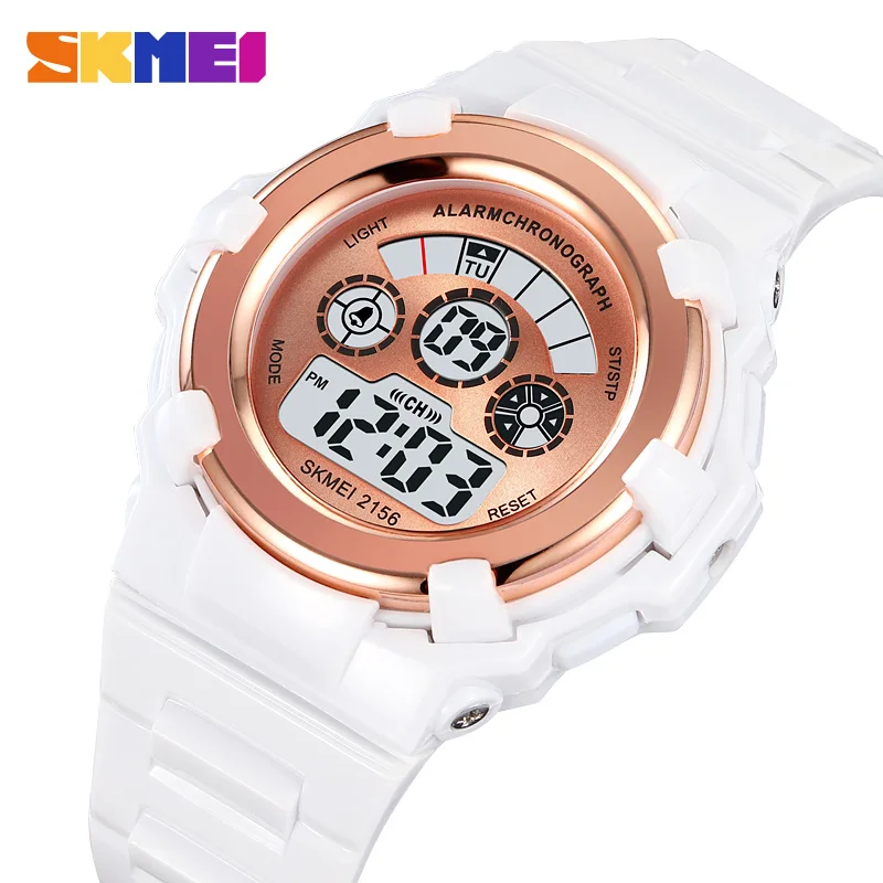 

SKMEI Fashion Student Digital Watch Date Week Chronograph LED Electronic Wristwatch For Women Sport Waterproof Male Clock Reloj