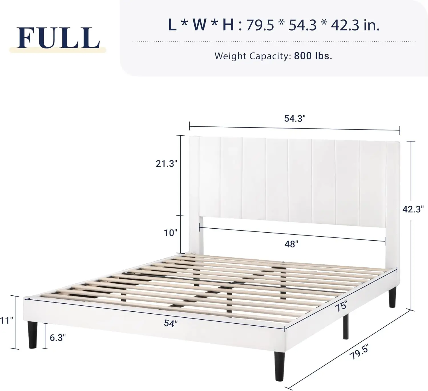 Full Size Velvet Upholstered Platform Bed Frame with Vertical Channel Tufted Headboard, Heavy-Duty Wooden Slats, Mattress Foundation, Box Spring Optional, Quick Assembly, White