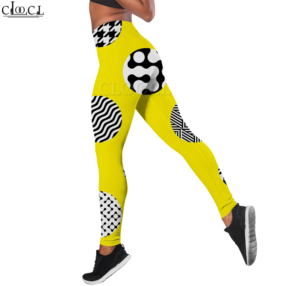 CLOOCL Donna Senza Soluzione di Continuità Legging Moda Palestra Collant Yoga Pied De Poule Area Art Grid 3D Stampa Pantaloni Pesca Hip Slim Legging