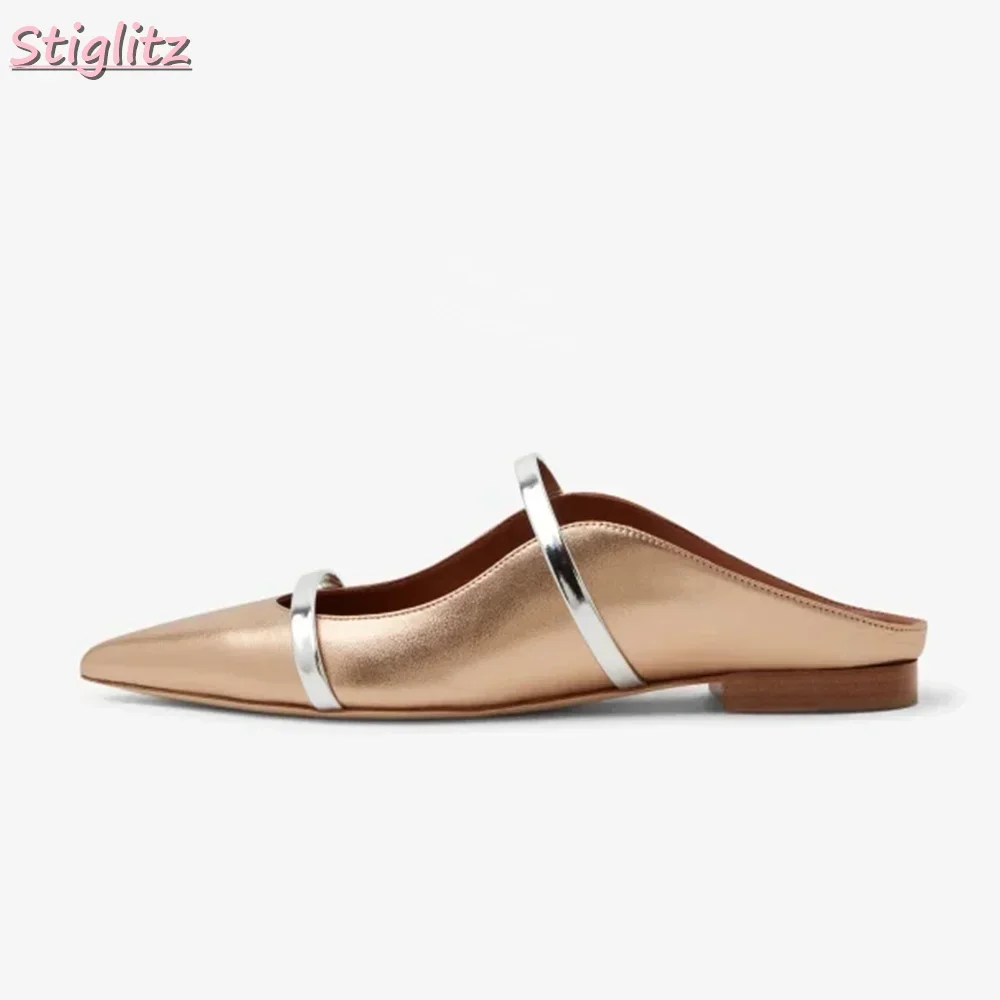 Pointed Toe Strappy Slippers Retro Solid Shallow Roman Flat with Pull-on Mules 2025 Women's Fashion New Casual Outside Shoes - Image 5