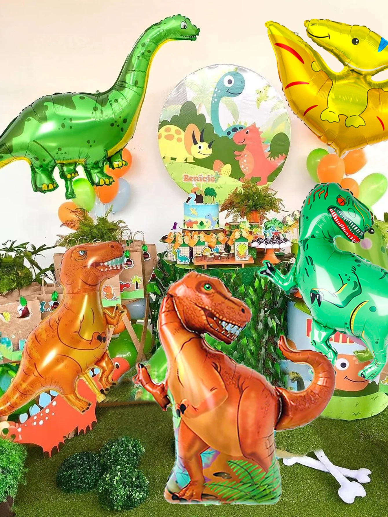 5 Stück/Set Dinosaurier-Folienballons für Dinosaurier-Themen-Geburtstagsfeiern, Jungendliche Dschungel-Dinosaurier-Themen- und Jurassic-Themen-Partydekoration – Detail 3