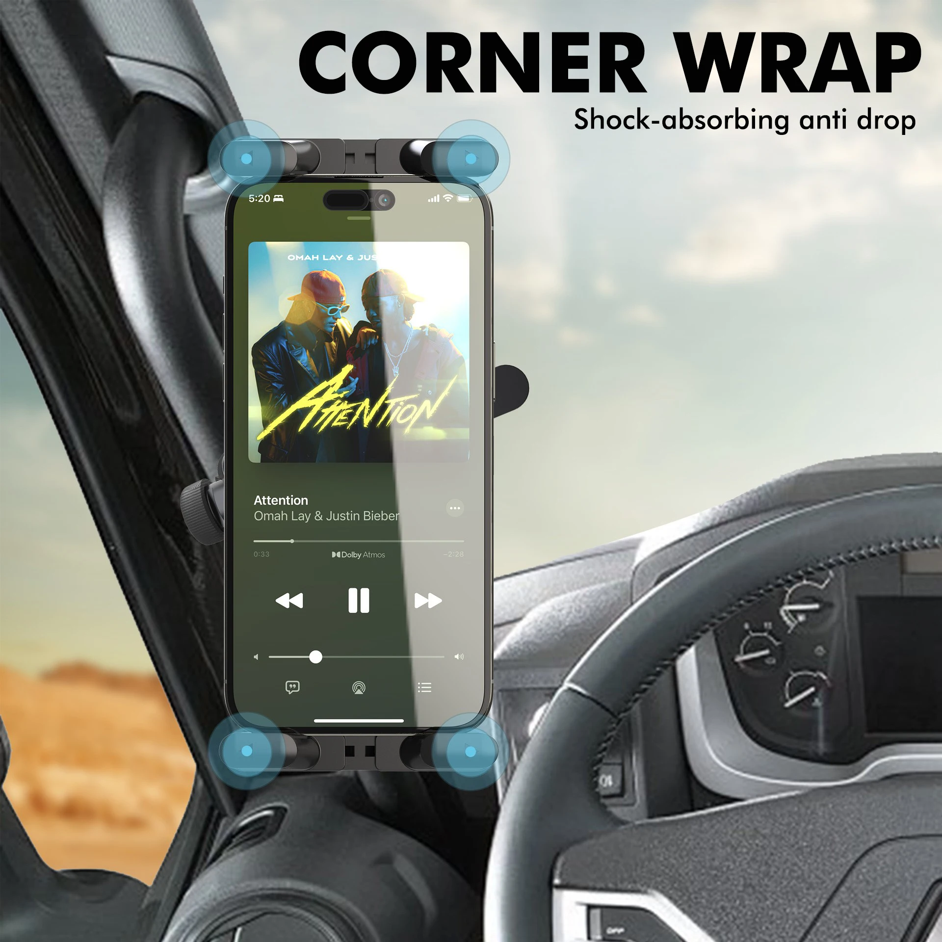 360° Rotatable Handlebar Tablet Phone Holder, Shockproof Universal Mount for Truck, Treadmill, Exercise Bike, Fit 4