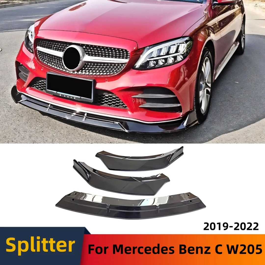 

Front Spoiler Chin Splitter Bumper Lip Deflector Diffuser For Mercedes Benz C Class W205 2019-2022 Tuning Accessories Body Kit