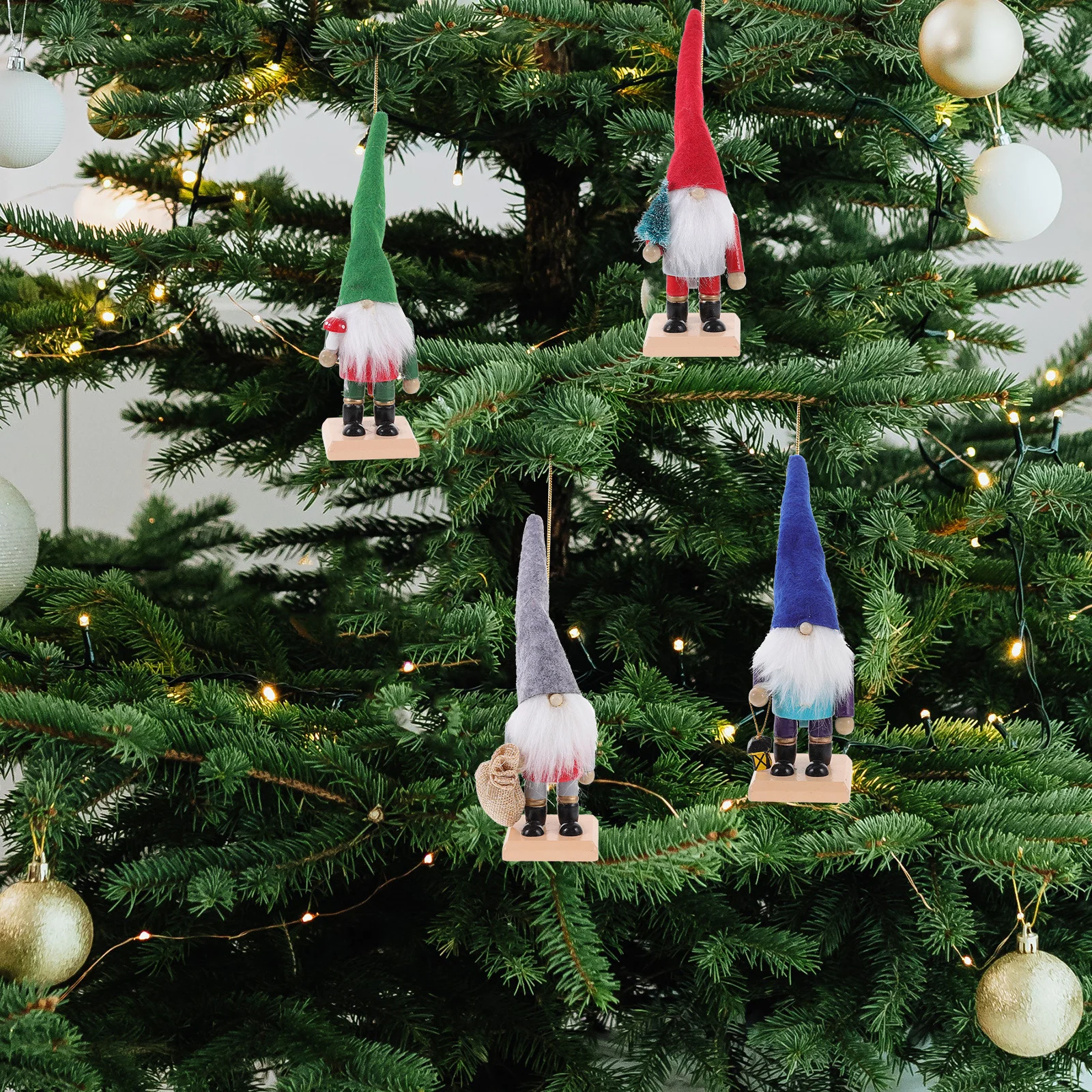 

4 Pcs Nutcracker Ornament Decoration Statuette Figurine Cloth Wood Cute Desktop Man