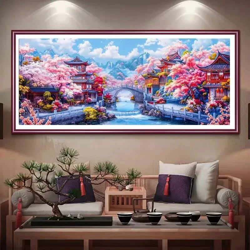 Beautiful Countryside 5D DIY Diamond Painting Art Jiangnan Dreamy Pavilion Wonderland Mosaic Diamond Embroidery Full Rhinestone