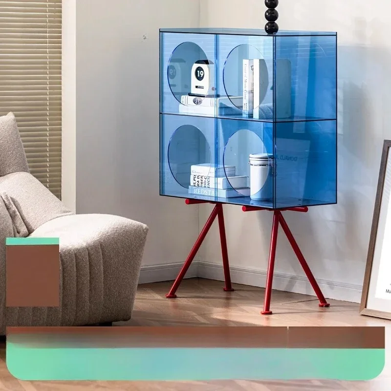 Gray Square Acrylic Wine Cabinet Celebrity Internet Entrance Living Room Creative Storage Solution