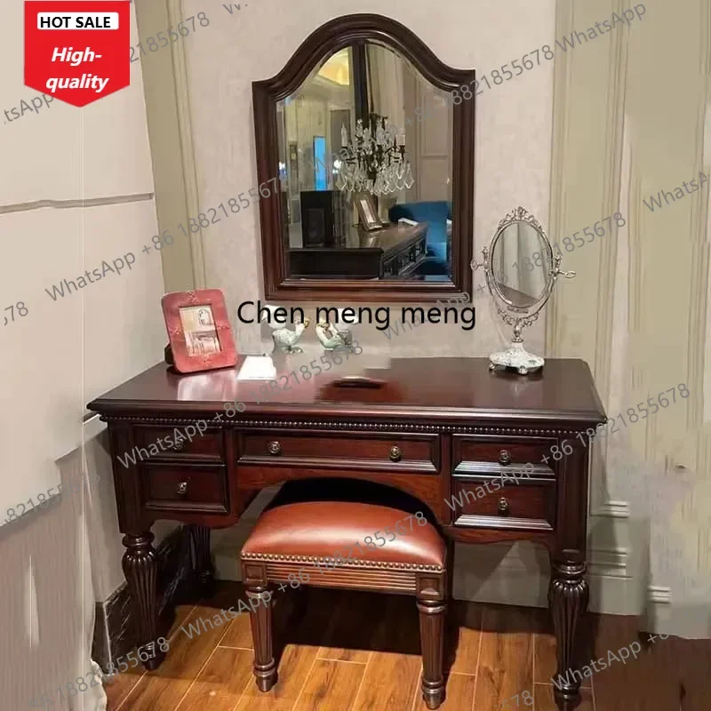 

C139 Коричневый табурет с ящиками, комод Eithe Box, зеркало, деревянный роскошный туалетный столик для хранения макияжа, современная мебель Coiffeuse De Chambre