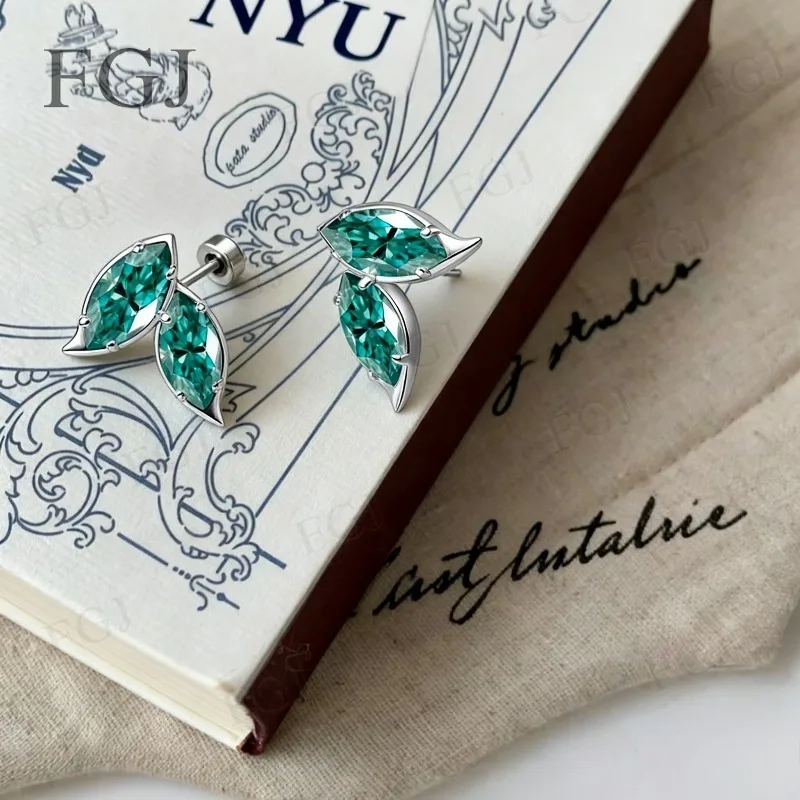 

925 Sterling Silver Custom Earrings Moissanite Marquise D/Champagne/Vivid Blue/Light Green Sparkling Christmas Jewelry Presents