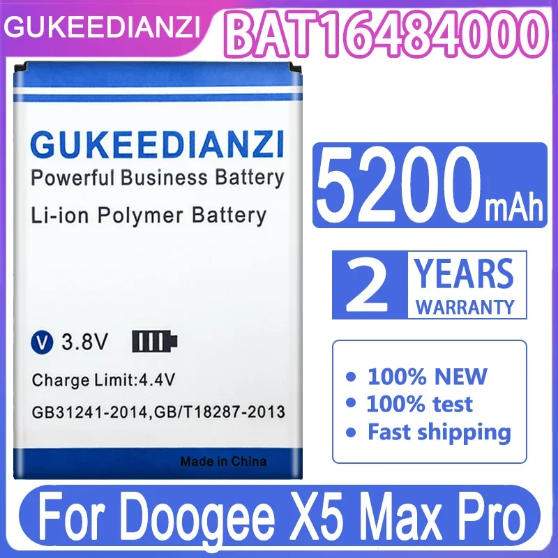 GUKEEDIANZI Replacement Battery BAT16484000 5200mAh For Doogee X5 Max Pro X5Max Pro