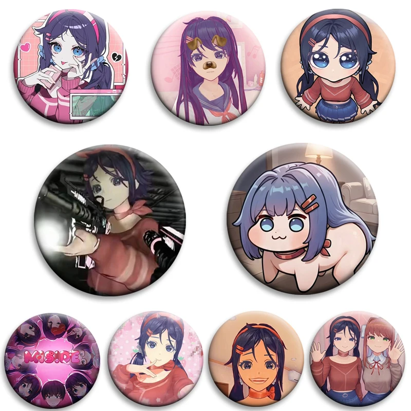 

50mm Anime Cartoon Character Mita Badges Horror Game Miside Soft Button Pins Creative Brooch for Bag Clothing Accessories Gifts
