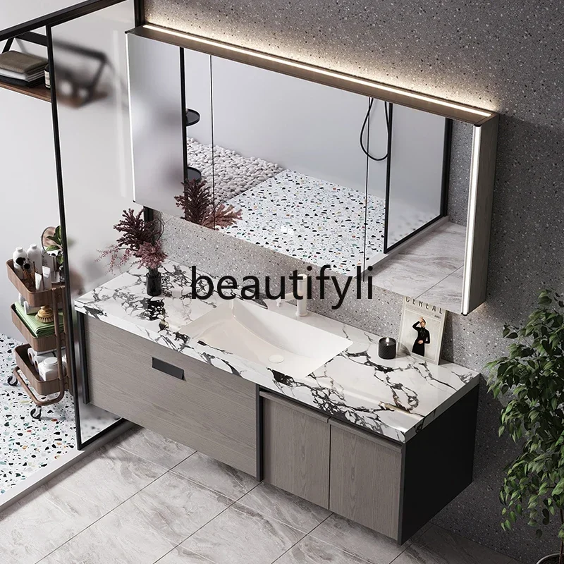 

Шиферная бесшовная керамическая встроенная раковина, шкаф для ванной комнаты, умывальник, раковина, шкаф для умывальника с выдвижной корзиной