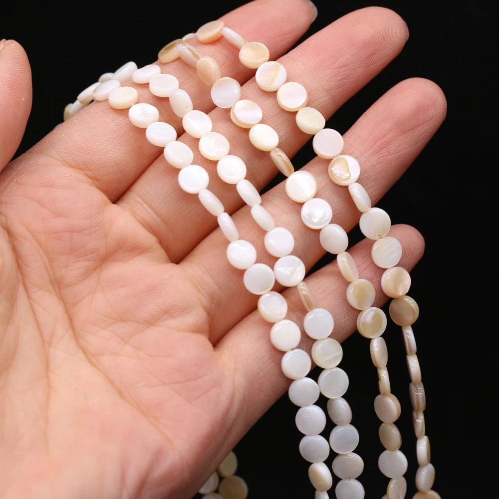 6/8/10mm Natural Shell Beads Mother of Pearl Round Shape Loose Spacer Bead for Jewelry Making DIY Necklace Bracelet Accessories