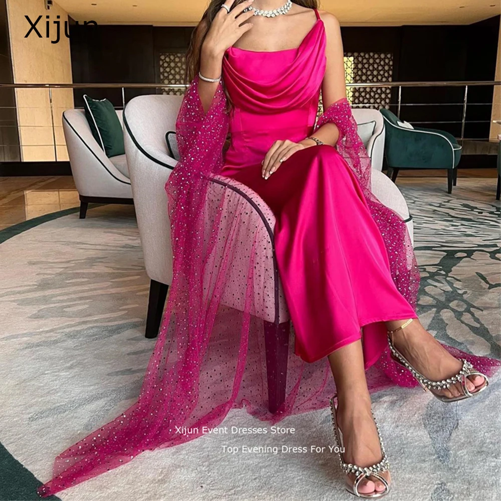 

Xijun Elegant Evening Dresses With Glitter Jacket Prom Dress Women Sequined Spaghetti Strap Party Dress Saudi Arabia Prom Gowns