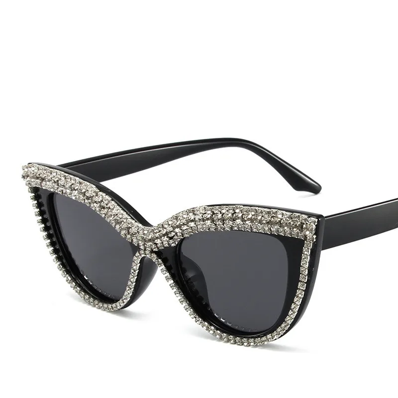 Luxury Brand Designer Diamond Cat Eye Sunglasses Women Rhinestone Vintage Mirror Gift Rays UV400 Sun Glasses Fashion Shades image 4