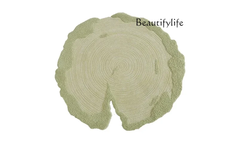 S Handmade | Rime Velvet Irregular Round Carpet | Haute Couture Villa Living Room Green Retro