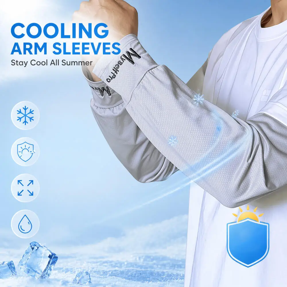 Ice Silk Elastic Arm Sleeves, Loose & Breathable Embroidered Style, High Elasticity & Cool Feeling, Sports Arm Guards
