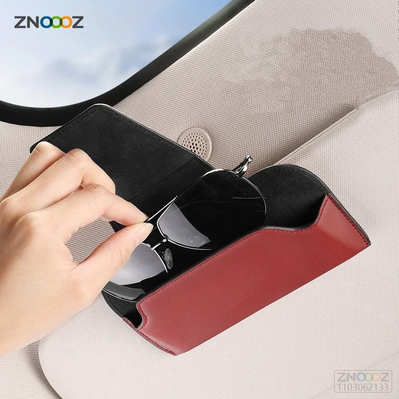 Car Glasses Case PU Leather Sun Visor Glasses Holder Clip Card Ticket Sunglasses Box For Porsche Cayenne Macan Panamera 718 911